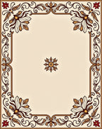 Elegant Floral Border With Swirls Rug
