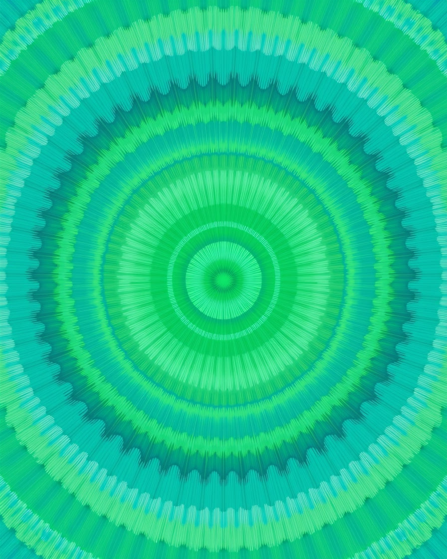 Emerald Green Concentric Sunburst Rug