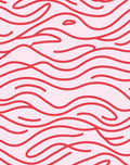 Abstract Red Wavy Lines Pattern Rug