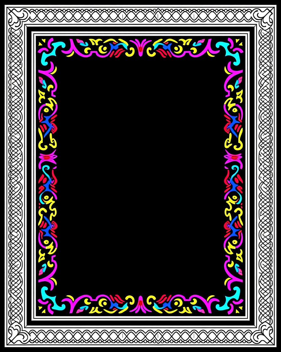 Vibrant Abstract Border Design Rug