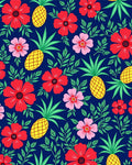 Tropical Floral Pineapple Pattern Rug