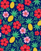 Tropical Floral Pineapple Pattern Rug