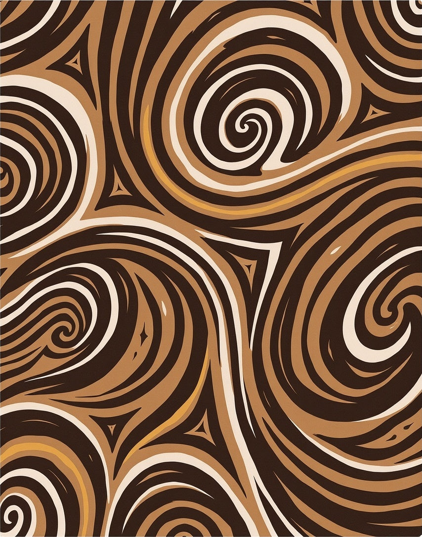 Dark Brown Swirl Abstract Pattern Rug