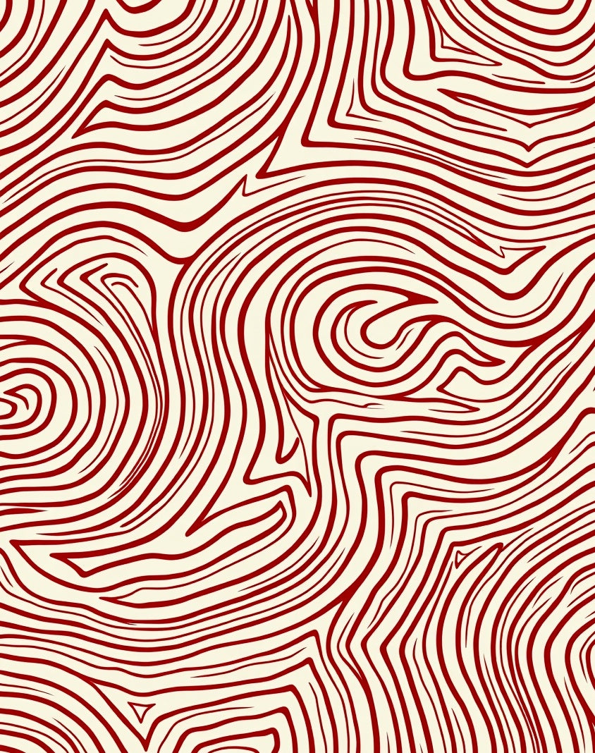 Crimson Flowing Organic Lines Rug