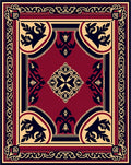 Intricate Floral Motif Red Gold Rug