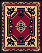 Intricate Floral Motif Red Gold Rug