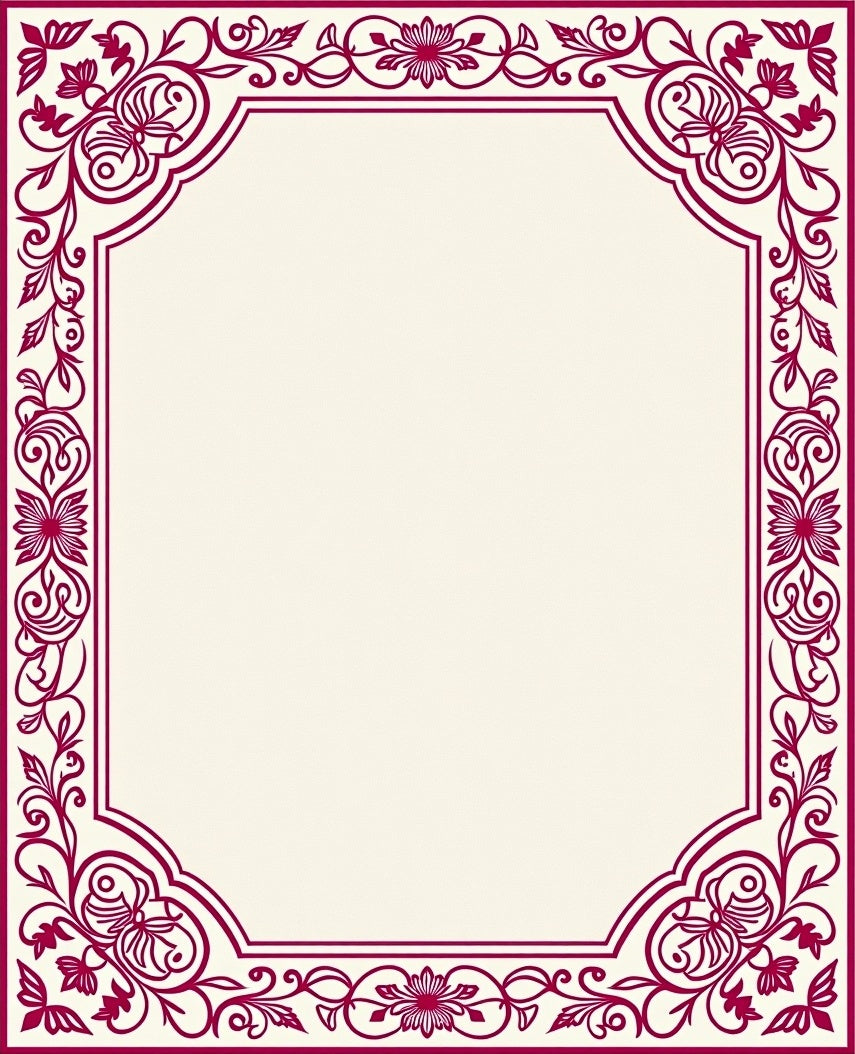 Maroon Floral Scrollwork Accent Rug