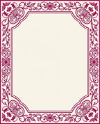 Maroon Floral Scrollwork Accent Rug