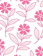 Pink Floral Botanical Pattern Rug
