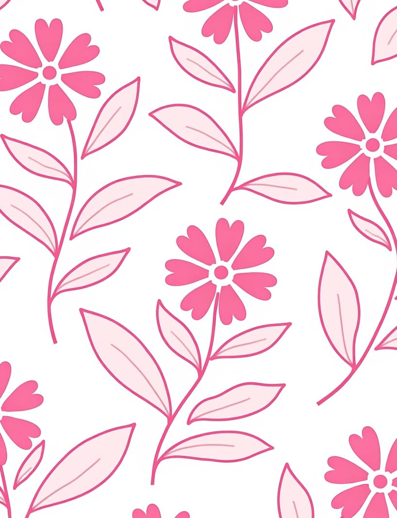 Pink Floral Botanical Pattern Rug