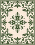 Art Nouveau Floral Scroll Border Design Rug