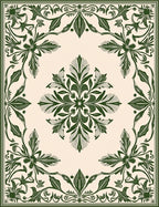 Art Nouveau Floral Scroll Border Design Rug