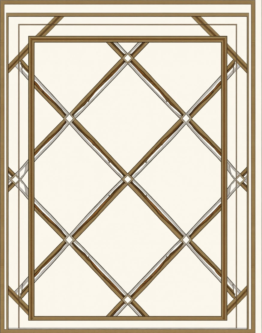 Elegant Lattice Diamond Border Pattern Rug