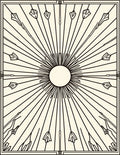 Art Deco Sunburst Feather Pattern Rug