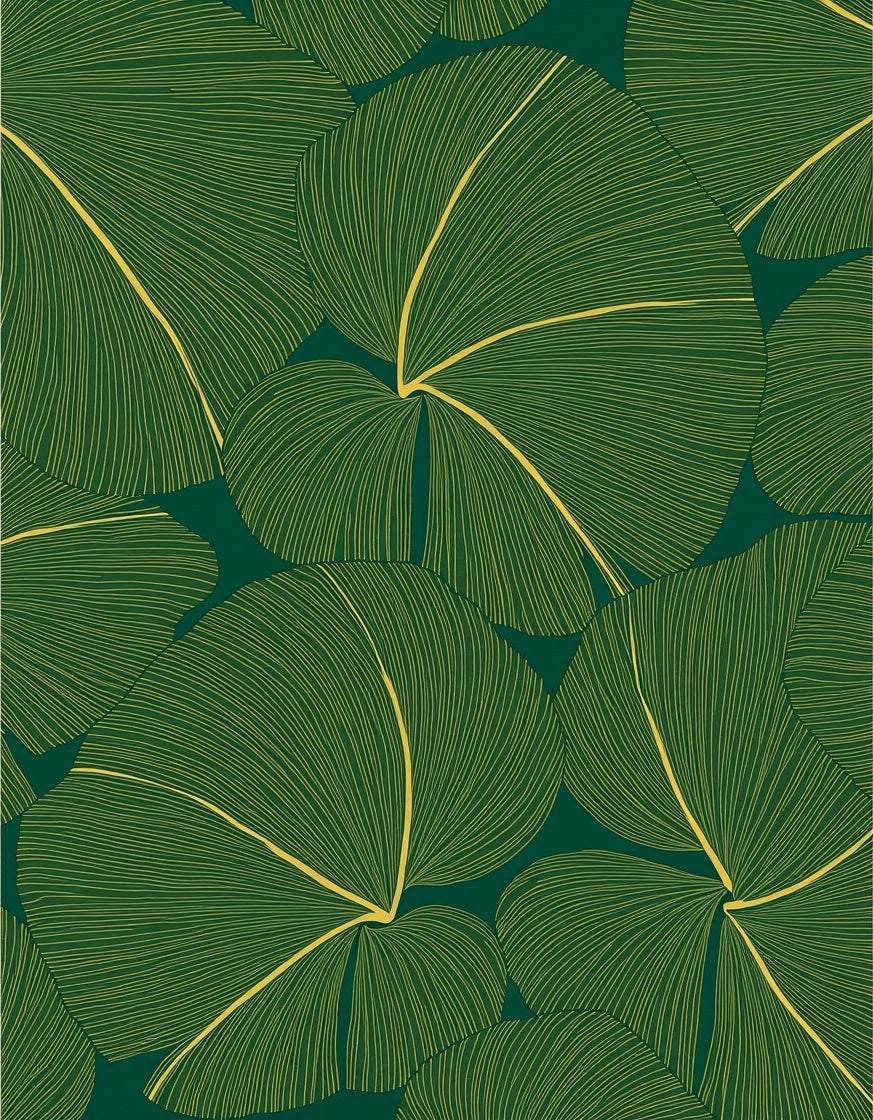 Forest Green Tropical Leaf Design Rug