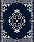 Ornate Floral White Blue Pattern Tile Rug