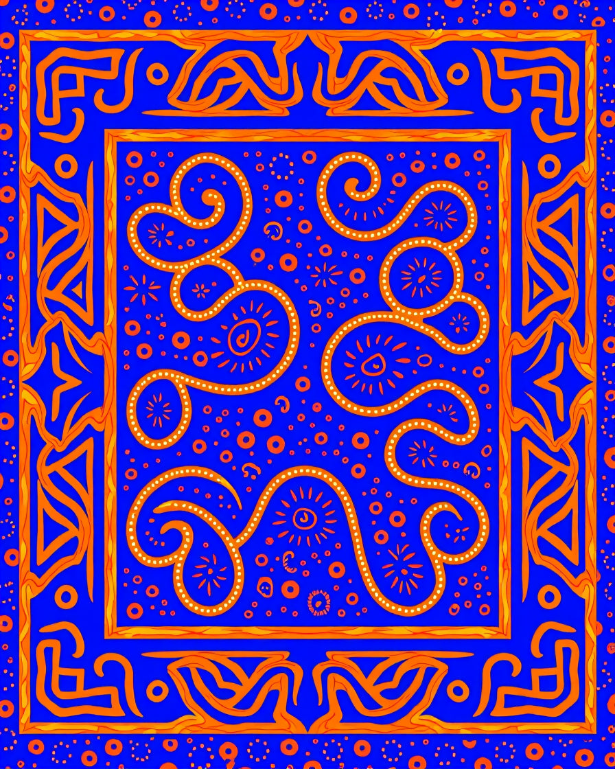 Bold Blue Orange Swirl Pattern Rug