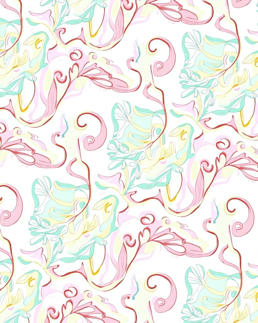 Soft Pastel Floral Swirl Pattern Rug