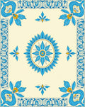 Blue Floral Art Nouveau Style Rug