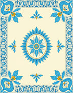 Blue Floral Art Nouveau Style Rug