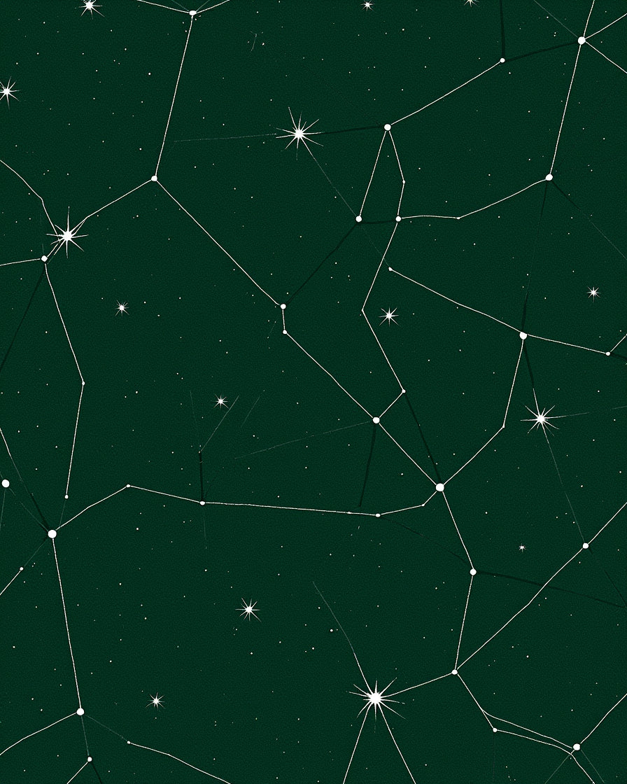 Deep Green Celestial Constellation Stars Rug