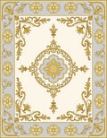 Elegant Gold Gray Floral Medallion Rug