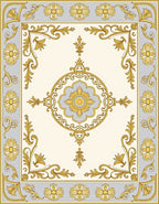 Elegant Gold Gray Floral Medallion Rug