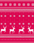 Crimson White Reindeer Snowflake Stripe Rug