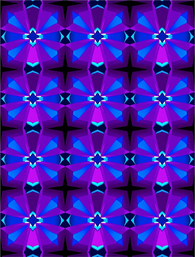 Geometric Starburst Purple Blue Pattern Rug