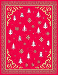 Crimson Christmas Trees Snowflakes Border Rug