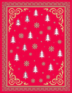 Crimson Christmas Trees Snowflakes Border Rug