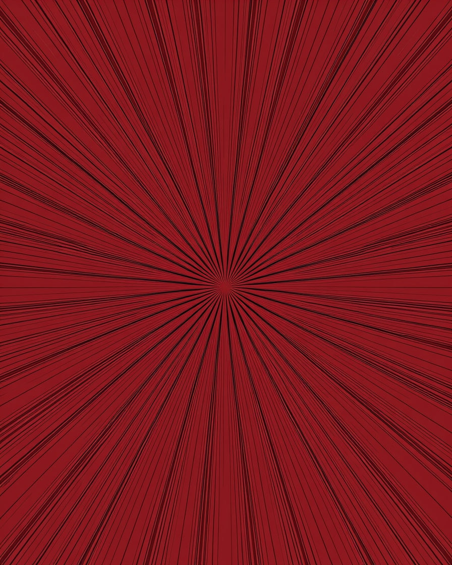 Red Sunburst Abstract Lines Rug