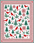 Red Cardinal Trees Snowflakes Border Rug