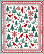 Red Cardinal Trees Snowflakes Border Rug