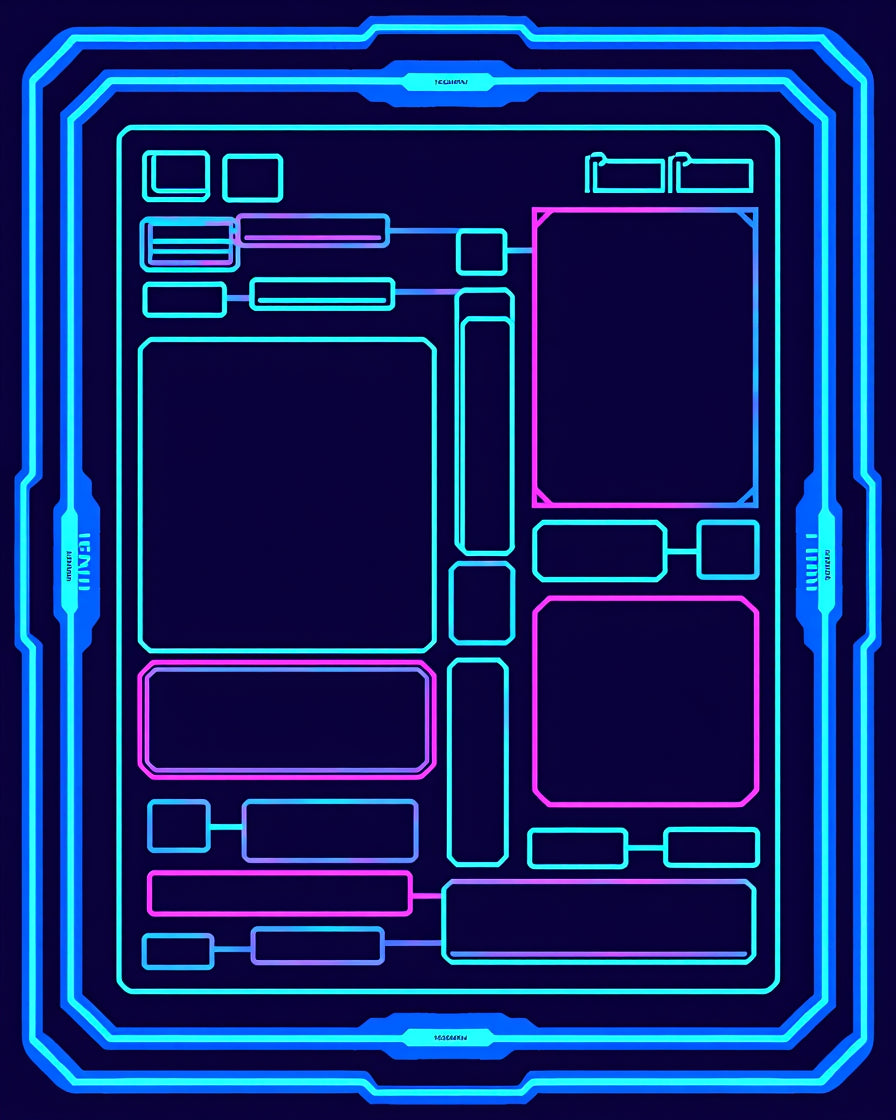 Futuristic Neon Circuits Pattern Rug