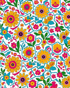 Vibrant Floral Pattern Design Rug