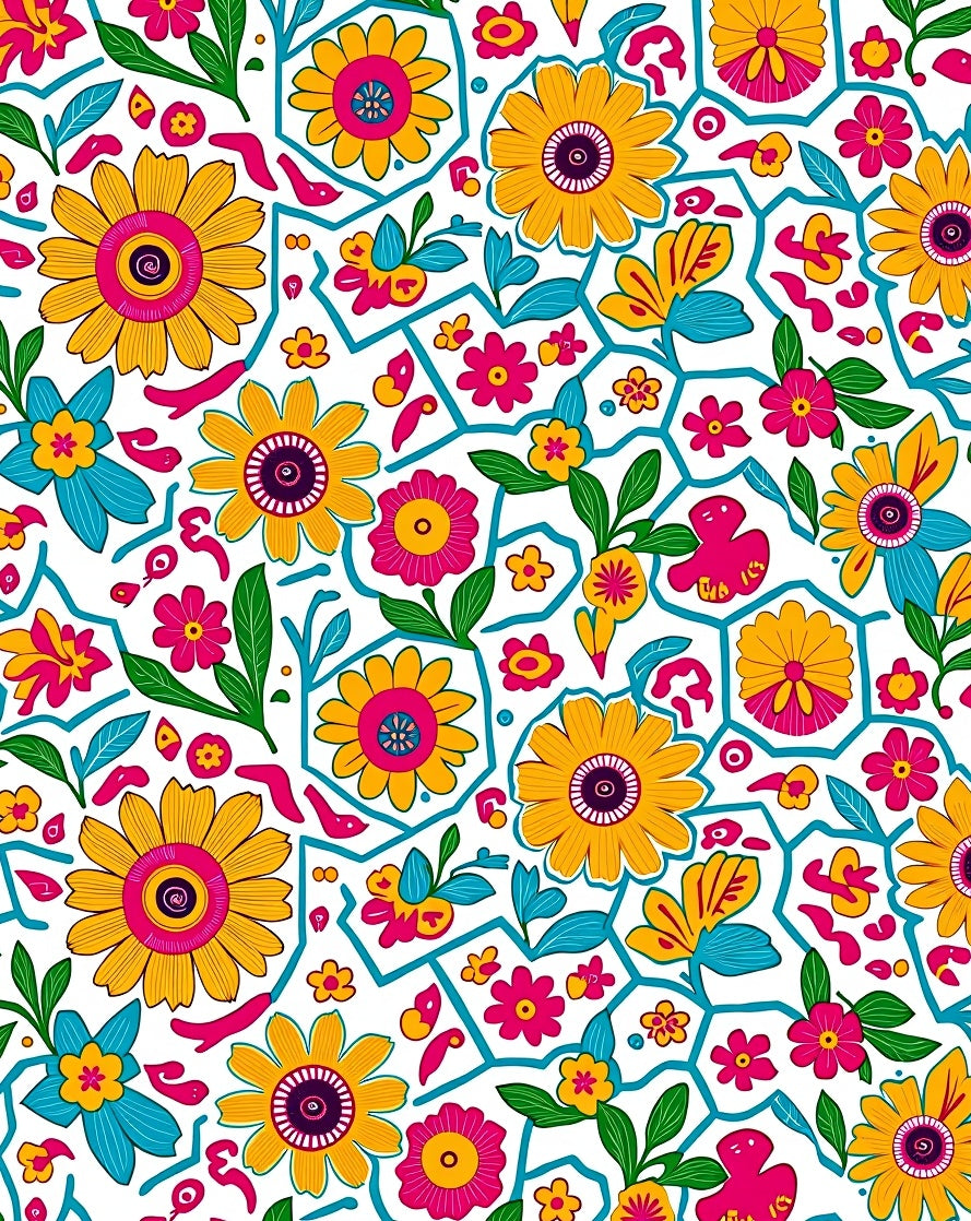 Vibrant Floral Pattern Design Rug