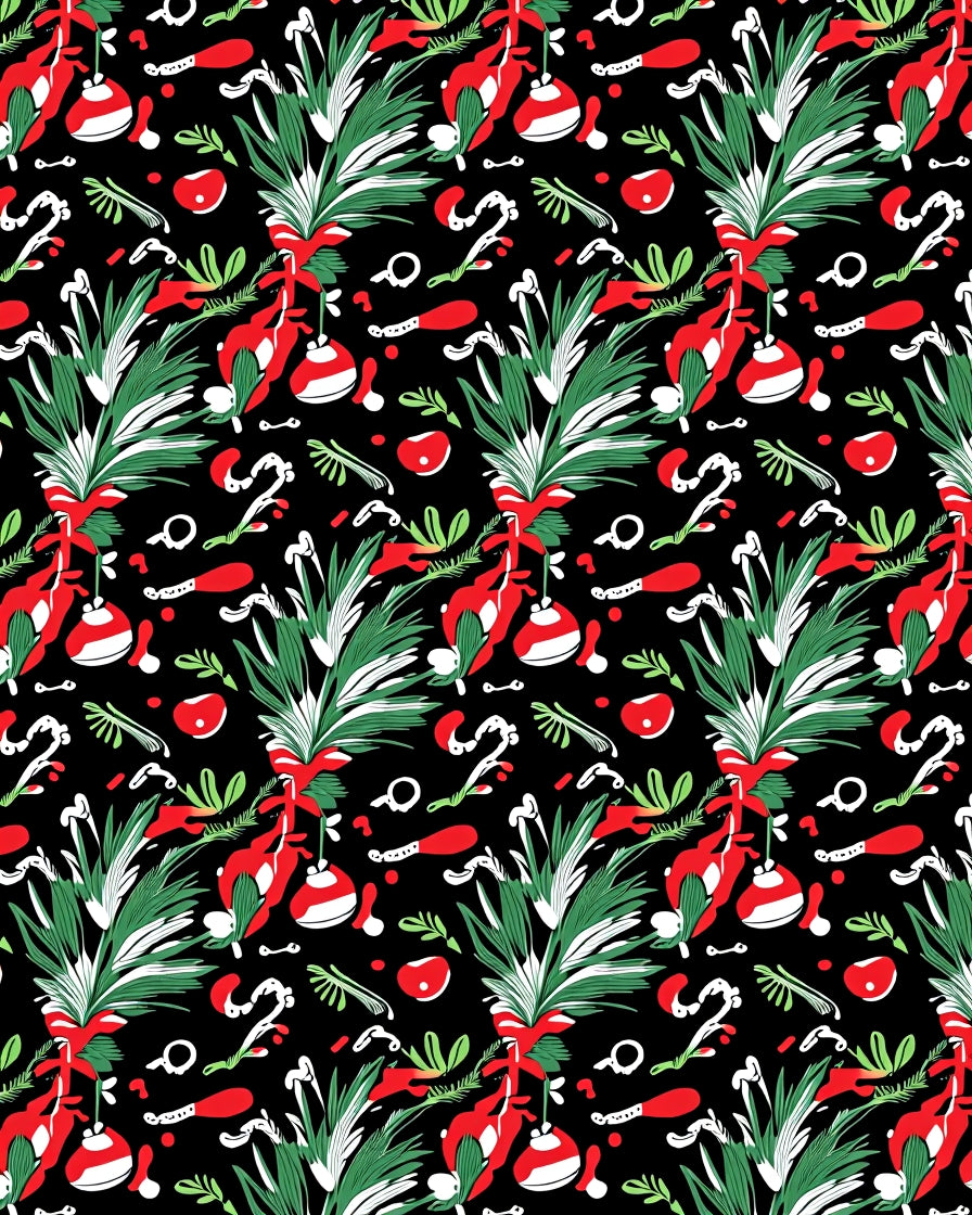 Festive Green Pine with Red Ornaments Rug