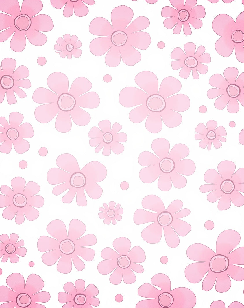 Pink Floral Patterned Whimsical Design Rug