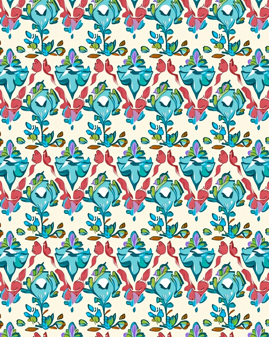 Vibrant Floral Damask Pattern Rug