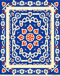 Intricate Blue Red Floral Medallion Rug