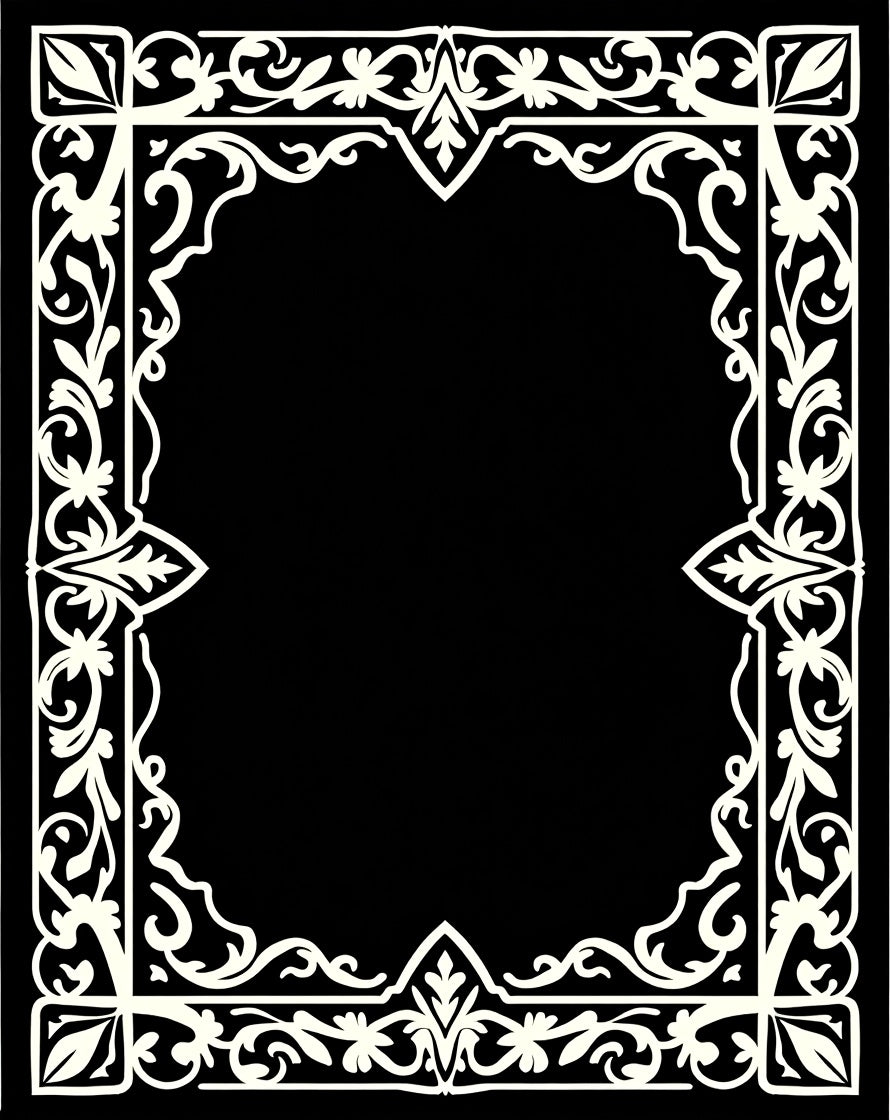 Classic Ornate Floral Border Pattern Rug