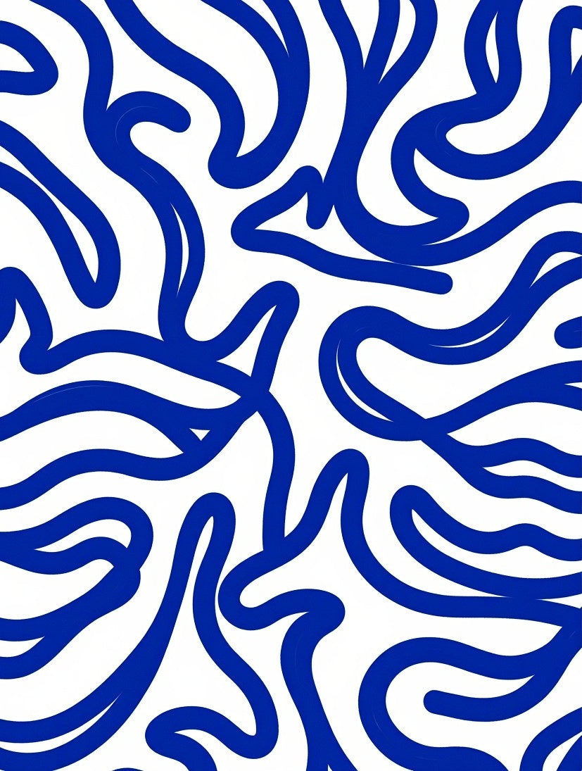 Abstract Blue Swirls Pattern Rug
