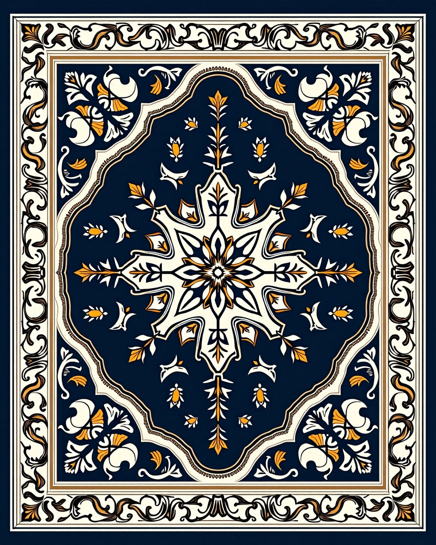 Ornate Floral Mandala Classic Pattern Rug