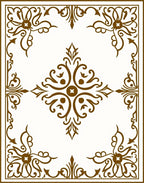 Elegant Brown Scrollwork Central Medallion Design Rug