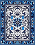 Elegant Blue Floral Intricate Ornament Rug