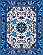 Elegant Blue Floral Intricate Ornament Rug