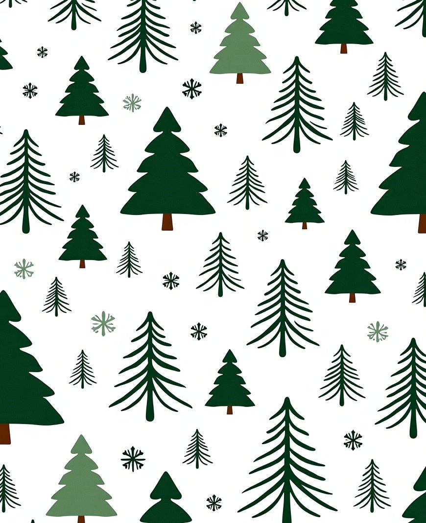 Forest Green Christmas Trees Scattered Meadow Rug