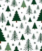 Forest Green Christmas Trees Scattered Meadow Rug