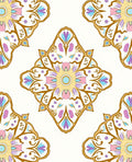 Ornate Floral Patterned Gold Accented Rug